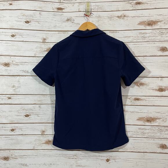 FIGS Nala Short Sleeve Scrub Polo Top - Blue - XS - Picture 10 of 10